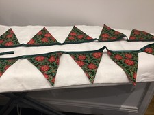 Handmade Christmas bunting 10 double sided fabric flags length approx 2.2m (2)