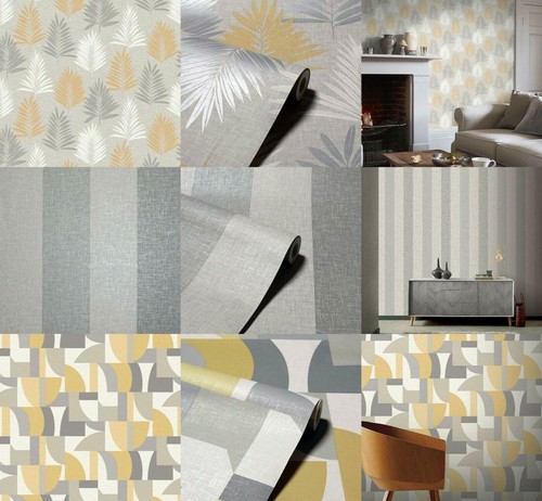 Arthouse grey ochre yellow - grey,