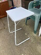 White Metal & Plastic Over Bed Crafting Table Adjustable Height Tiltable Folding