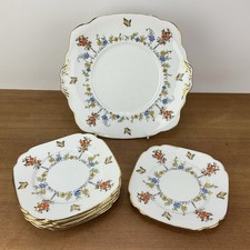 Vintage 1930s Chapman's Longton Art Deco Cake Plate Set Butterflies