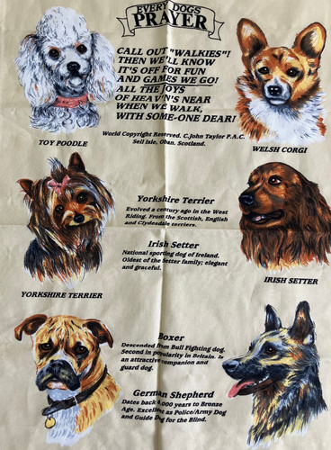 Vtg tea towel every dogs - tea,
