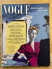 Vintage US VOGUE  NOVEMBER 15, 1942 Fashion Magazine WWII  Cecil Beaton RARE