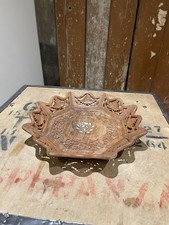 Hand Carved Wooden Tray Bowl Dish Indian Moroccan Floral Leaf Carvings Home
