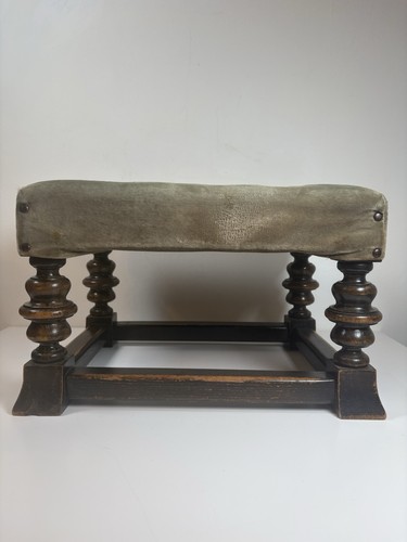 Antique turned leg footstool - antique,