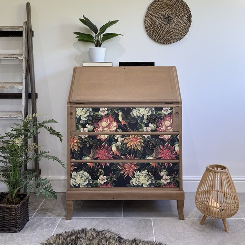 Vintage oak bureau - oak,