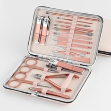 18 Pcs Manicure Pedicure Cuticle Kit Nail Care Clipper Cutter Case Gift Set