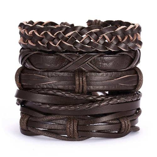Men brown leather bracelet - men's,