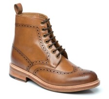 Tan Leather Brogue Boots Goodyear Welted, new RRP £200 for formal winter outfits