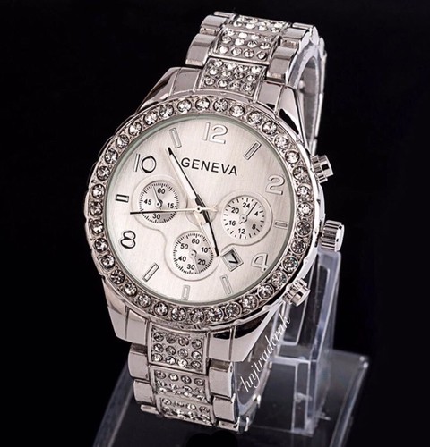 Silver geneva chronograph - chronograph, band