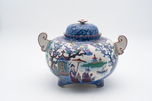 Antique pot jar blue white - pot, &