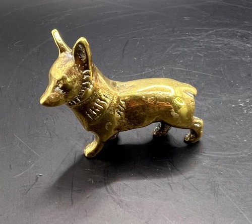 Vintage brass corgi - , dog