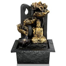 Water Feature Tabletop Indoor LED Fountain Waterfall Home Decor (Buddha)