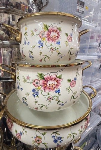 Enamel ware cooking pot - cooking,