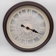 Large Wire Framed Wall Clock Brown/Cream 50cm (#H1/25)