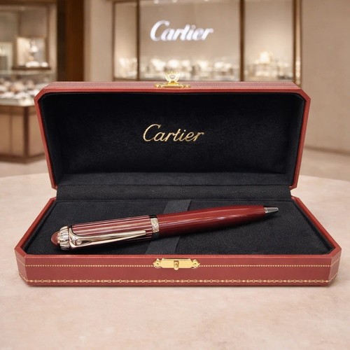 Cartier burgundy ballpoint - ballpoint, pen