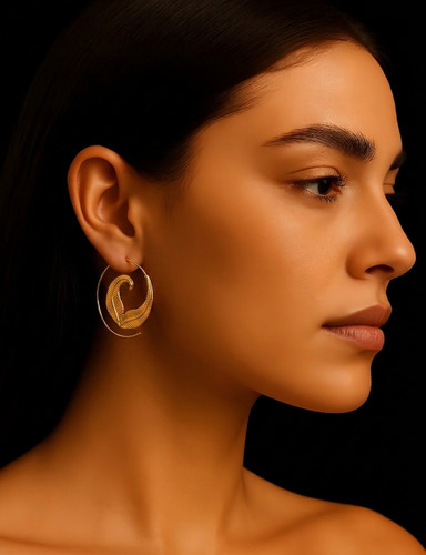 Brass filigree hoop earrings - brass,