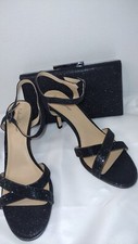 ROLAND CARTIER BRAND NEW BLACK SHIMMER SHOES AND MATCHING BAG SIZE 8 41 40