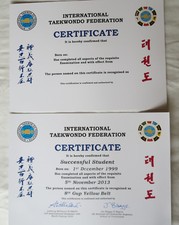 Itf taekwondo certificates - taekwondo,