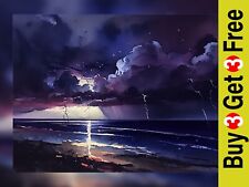 Dramatic Stormy Sea Watercolor