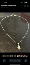 Sterling silver & Opal Hamsa Hand Evil Eye Necklace 