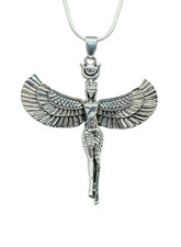 Isis Necklace Pendant Winged Goddess Magic Egyptian 18" Silver Plated Jewellery