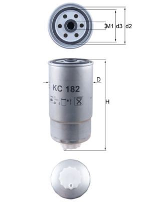 Mahle 182 fuel filter - fuel, fits