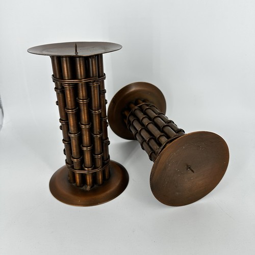 Metal bamboo pillar candle - bamboo,