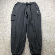 Nike Sweatpants Mens Large Black Cargo Fleece Joggers Elastic Cuffs