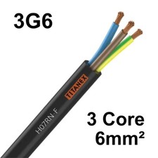 Nexans Titanex 3G6 H07RN-F 6mm² 3 Core Heavy Duty Rubber HO7 Cable Flex 32A