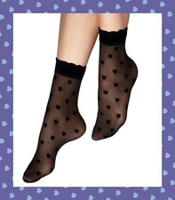Hearts Girls Women Black Sheer