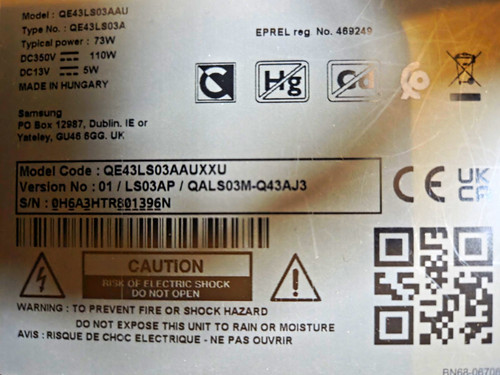 Samsung qe43ls03a 43in - 43in, 4k