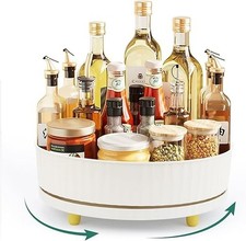 360° Spice Rack Organizer Turnable Lazy Susan For Kitchen Pantry Cabinet White