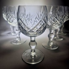 6 Wine Crystal Glasses Georgian Cut 200ml  5 3/4" Vintage water goblet