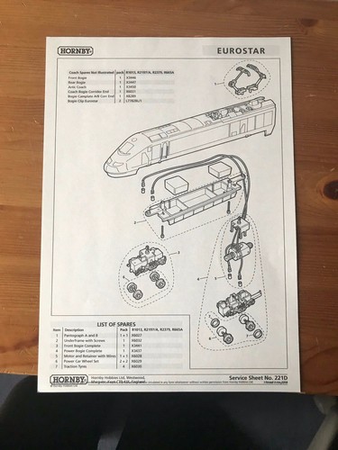 Hornby service sheet for - hornby,