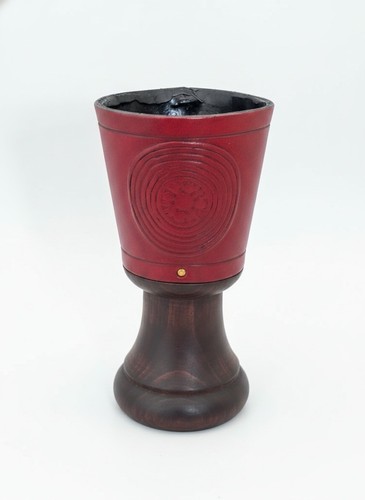 Leather wrapped wooden goblet - leather-wrapped,