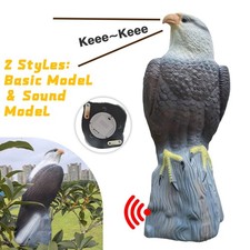 Garden Realistic Bird Scarer Plastic Eagle Falcon Decoy Sound Deterrent Figurine