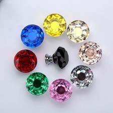 Diamond Crystal Glass Door Knob Drawer Kitchen Cupboard Cabinet Furniture Handle