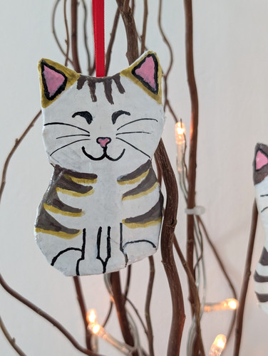 Handmade hanging tabby cat - handmade,