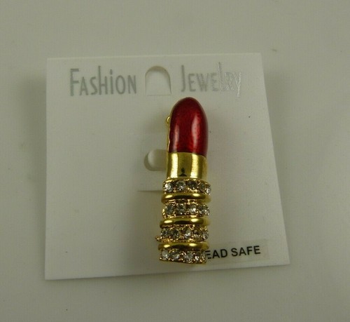Red lipstick pin bling - red,