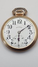 Illinois Bunn Special 21 Jewel Pocket Watch  Model 14 60hr 10K GF Case Runs