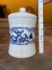 Vintage milk glass storage jar - milk,