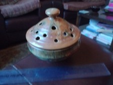 Lamorna Pottery, Cornwall. Ceramic Orang Glaze Stem Vase. 12cmTall, 13cm Rim Dia