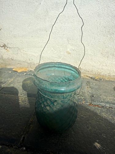 Green glass hanging jar - green, jar/bottle