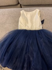 Girls Navy An Cream Dress 