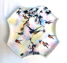 Lancaster&Sons Decorative Octagonal Plate Dish Swallows Gilded Stylish Vintage