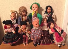 Vintage Creepy Celluloid Bisque Composition Costume Doll Bundle Lot Clown