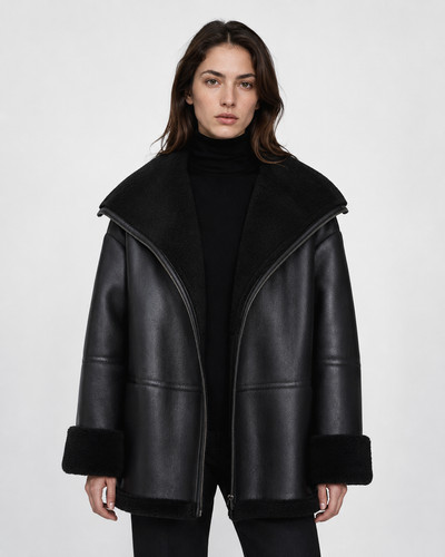 Women black shearling - women's,