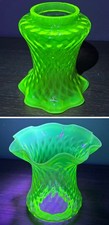 Victorian Vaseline Uranium Glass Oil Lamp Shade 2.75" Fitter 15cm Tall Green