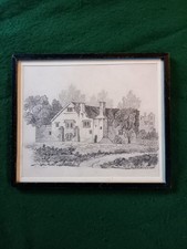 Framed antique pencil drawing