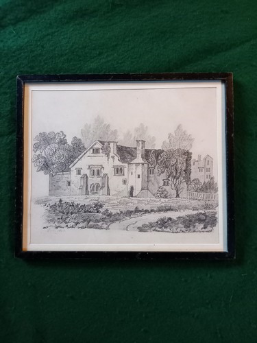 Framed antique pencil drawing